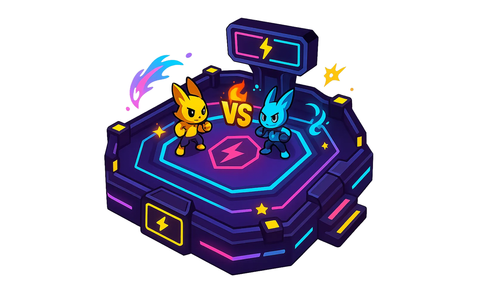 Duels arena with neon accents